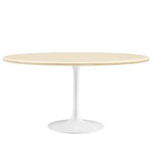 Modway Furniture Lippa 60" Oval Faux Travertine Dining Table - Stylish, Low-Maintenance Centerpiece for Any Space EEI-6757-WHI-TRA