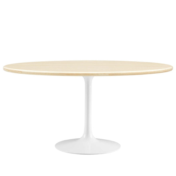 Modway Furniture Lippa 60" Oval Faux Travertine Dining Table - Stylish, Low-Maintenance Centerpiece for Any Space EEI-6757-WHI-TRA