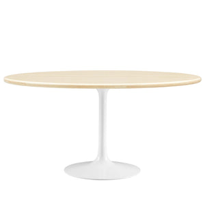 Modway Furniture Lippa 60” Oval Artificial Travertine Dining Table EEI-6757-WHI-TRA