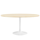 Modway Furniture Lippa 60” Oval Artificial Travertine Dining Table EEI-6757-WHI-TRA