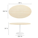 Modway Furniture Lippa 60” Oval Artificial Travertine Dining Table EEI-6757-WHI-TRA