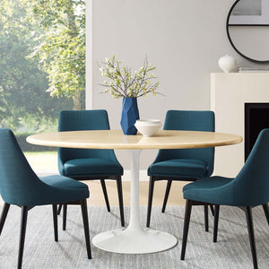 Modway Furniture Lippa 60" Oval Faux Travertine Dining Table - Stylish, Low-Maintenance Centerpiece for Any Space EEI-6757-WHI-TRA