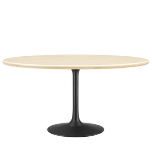 Modway Furniture Lippa 60" Oval Faux Travertine Dining Table - Modern Design, Durable, Seats 6, Easy Care Finish EEI-6758-BLK-TRA