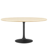 Modway Furniture Lippa 60” Oval Artificial Travertine Dining Table EEI-6758-BLK-TRA