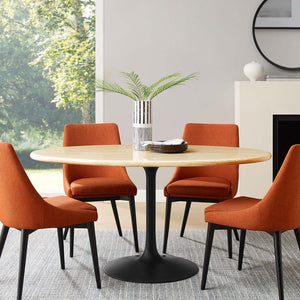 Modway Furniture Lippa 60" Oval Faux Travertine Dining Table - Modern Design, Durable, Seats 6, Easy Care Finish EEI-6758-BLK-TRA