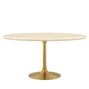 Modway Furniture Lippa 60" Oval Faux Travertine Dining Table – Modern Gold Base, Seats 6, Elegant & Durable Design EEI-6759-GLD-TRA
