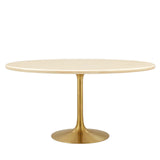 Modway Furniture Lippa 60” Oval Artificial Travertine Dining Table EEI-6759-GLD-TRA