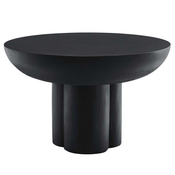 Modway Furniture Caspian Round Concrete Coffee Table - Modern Mid-Century Style for Living Room and Lounge Areas Black EEI-6760-BLK