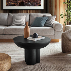 Modway Furniture Caspian Round Concrete Coffee Table - Modern Mid-Century Style for Living Room and Lounge Areas Black EEI-6760-BLK