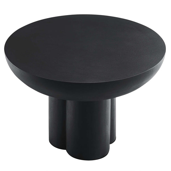 Modway Furniture Caspian Round Concrete Coffee Table - Modern Mid-Century Style for Living Room and Lounge Areas Black EEI-6760-BLK