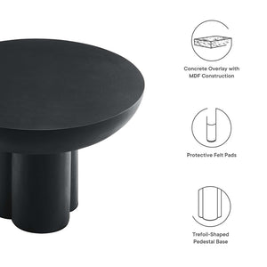 Modway Furniture Caspian Round Concrete Coffee Table - Modern Mid-Century Style for Living Room and Lounge Areas Black EEI-6760-BLK