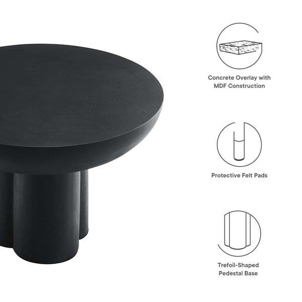 Modway Furniture Caspian Round Concrete Coffee Table - Modern Mid-Century Style for Living Room and Lounge Areas Black EEI-6760-BLK