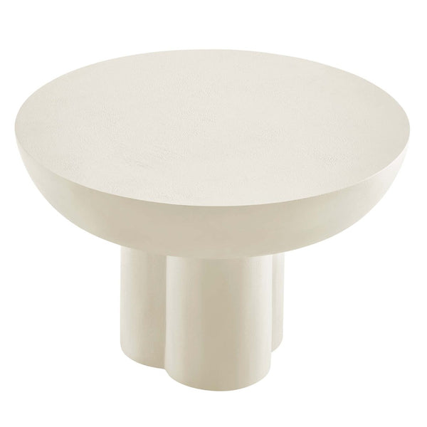 Modway Furniture Caspian Round Concrete Coffee Table - Modern Mid-Century Style for Living Room and Lounge Areas White EEI-6760-WHI