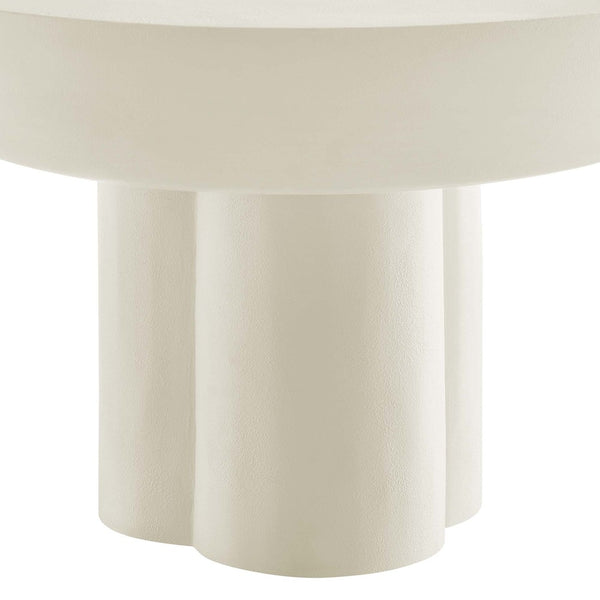 Modway Furniture Caspian Round Concrete Coffee Table - Modern Mid-Century Style for Living Room and Lounge Areas White EEI-6760-WHI