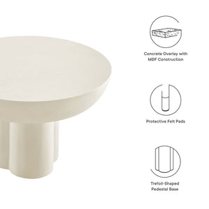 Modway Furniture Caspian Round Concrete Coffee Table - Modern Mid-Century Style for Living Room and Lounge Areas White EEI-6760-WHI