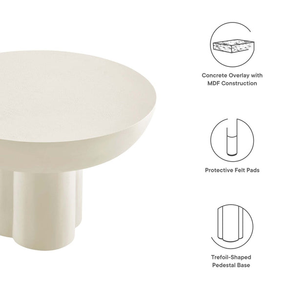 Modway Furniture Caspian Round Concrete Coffee Table - Modern Mid-Century Style for Living Room and Lounge Areas White EEI-6760-WHI