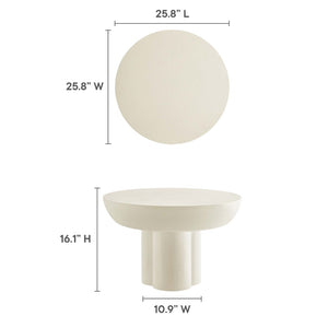 Modway Furniture Caspian Round Concrete Coffee Table - Modern Mid-Century Style for Living Room and Lounge Areas White EEI-6760-WHI