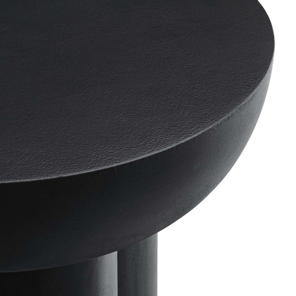 Modway Furniture Caspian Round Concrete Side Table - Modern Design with Trefoil Base for Stylish Living Spaces Black EEI-6761-BLK