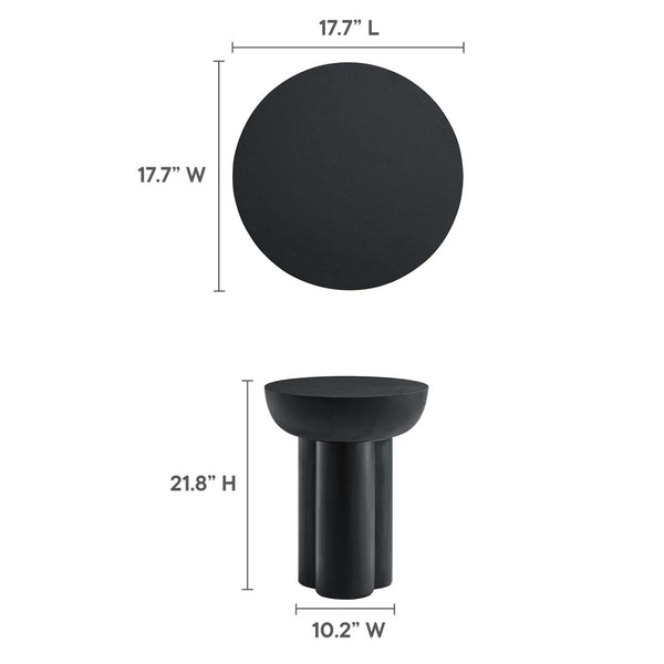 Modway Furniture Caspian Round Concrete Side Table - Modern Design with Trefoil Base for Stylish Living Spaces Black EEI-6761-BLK