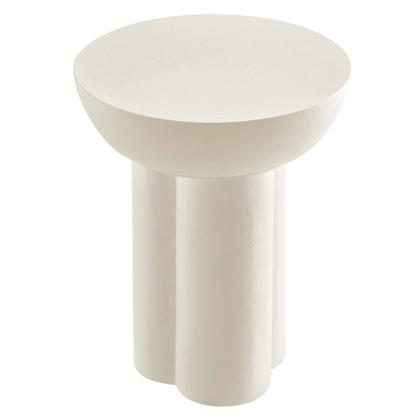 Modway Furniture Caspian Round Concrete Side Table - Modern Design with Trefoil Base for Stylish Living Spaces White EEI-6761-WHI