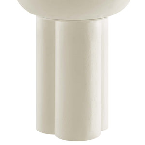 Modway Furniture Caspian Round Concrete Side Table - Modern Design with Trefoil Base for Stylish Living Spaces White EEI-6761-WHI