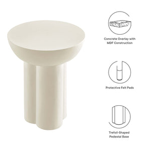 Modway Furniture Caspian Round Concrete Side Table - Modern Design with Trefoil Base for Stylish Living Spaces White EEI-6761-WHI