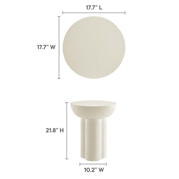 Modway Furniture Caspian Round Concrete Side Table - Modern Design with Trefoil Base for Stylish Living Spaces White EEI-6761-WHI
