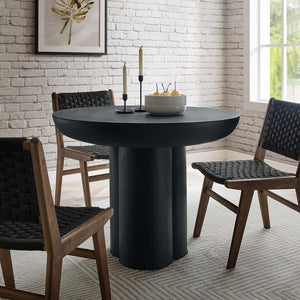 Modway Furniture Caspian 40" Round Concrete Dining Table - Modern Minimalist Design for Stylish Small Spaces Black EEI-6762-BLK