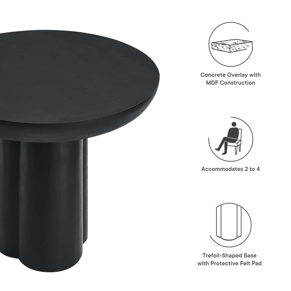 Modway Furniture Caspian 40" Round Concrete Dining Table - Modern Minimalist Design for Stylish Small Spaces Black EEI-6762-BLK