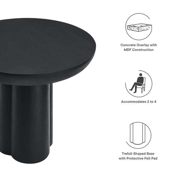 Modway Furniture Caspian 40" Round Concrete Dining Table - Modern Minimalist Design for Stylish Small Spaces Black EEI-6762-BLK