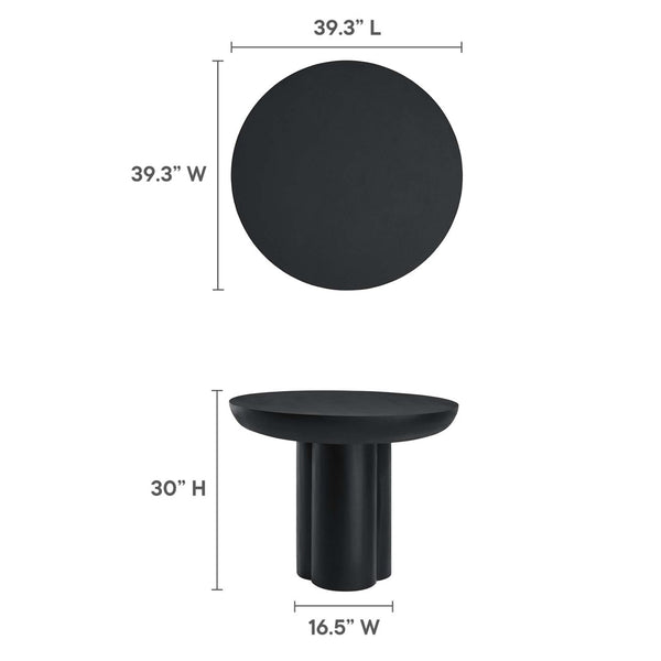 Modway Furniture Caspian 40" Round Concrete Dining Table - Modern Minimalist Design for Stylish Small Spaces Black EEI-6762-BLK