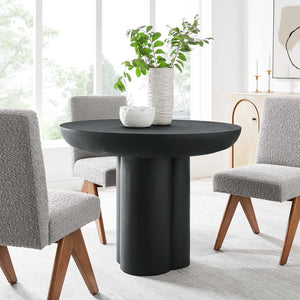Modway Furniture Caspian 40" Round Concrete Dining Table - Modern Minimalist Design for Stylish Small Spaces Black EEI-6762-BLK