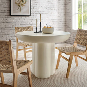 Modway Furniture Caspian 40" Round Concrete Dining Table - Modern Minimalist Design for Stylish Small Spaces White EEI-6762-WHI