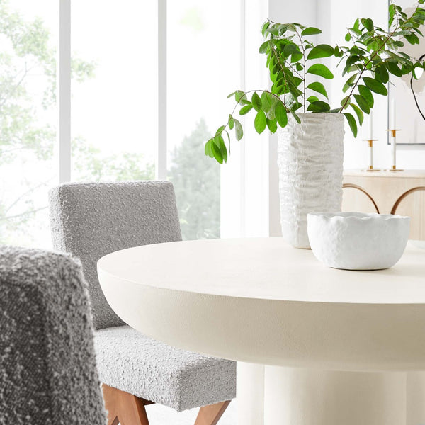 Modway Furniture Caspian 40" Round Concrete Dining Table - Modern Minimalist Design for Stylish Small Spaces White EEI-6762-WHI