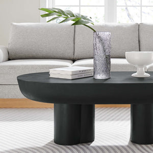 Modway Furniture Caspian Oval Concrete Coffee Table - Modern Industrial Design for Stylish Urban Living Spaces Black EEI-6763-BLK
