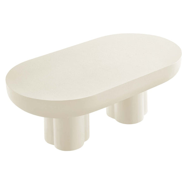 Modway Furniture Caspian Oval Concrete Coffee Table - Modern Industrial Design for Stylish Urban Living Spaces White EEI-6763-WHI