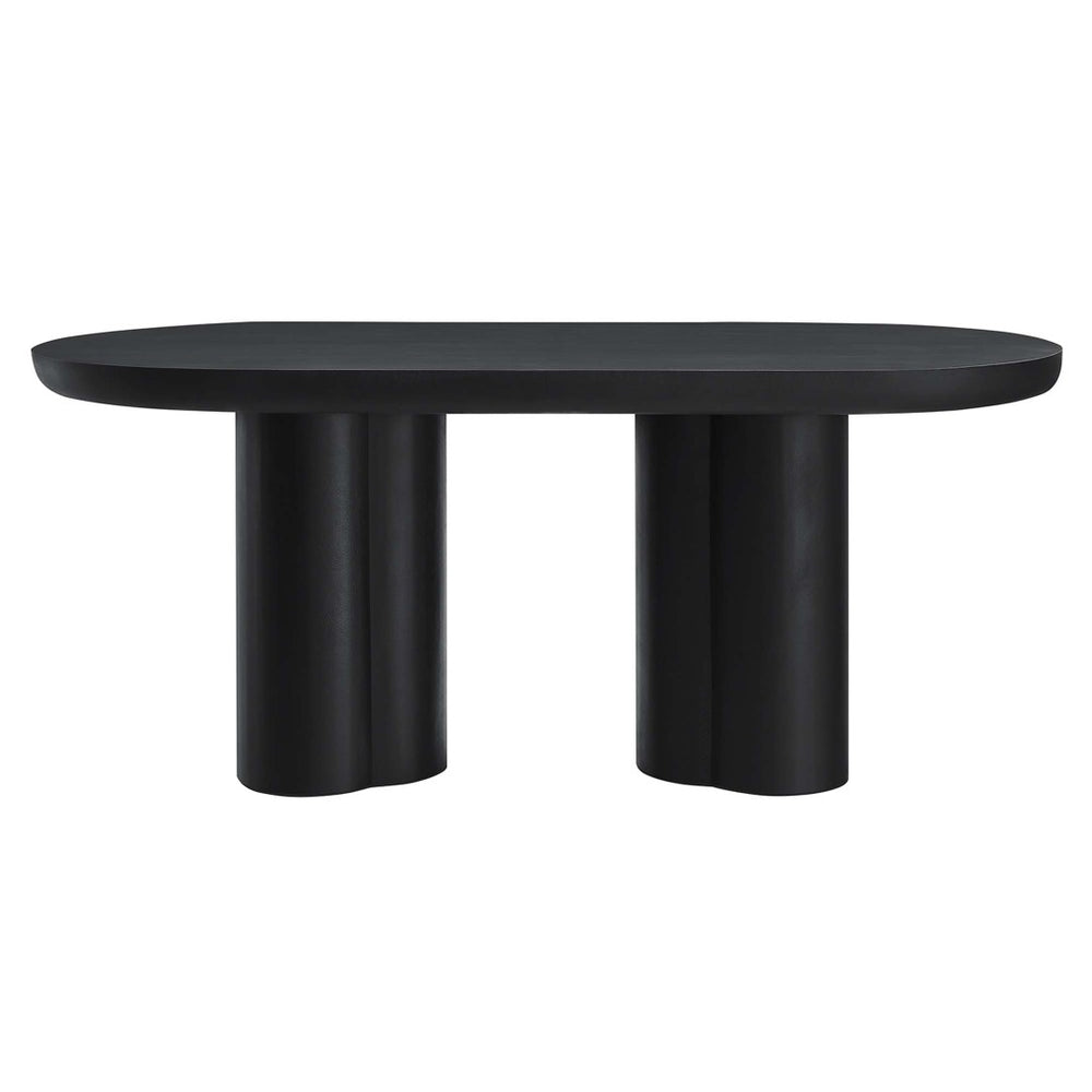 Modway Furniture Caspian 72" Oval Concrete Dining Table - Modern Sculptural Centerpiece for Stylish Entertaining Black EEI-6764-BLK