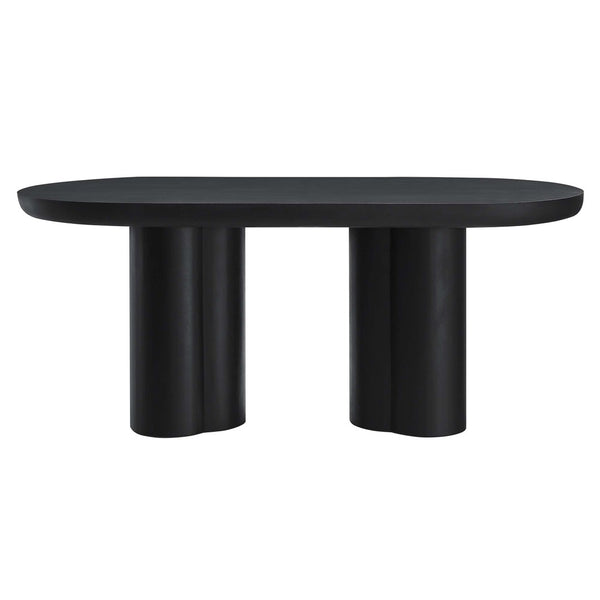 Modway Furniture Caspian 72" Oval Concrete Dining Table - Modern Sculptural Centerpiece for Stylish Entertaining Black EEI-6764-BLK