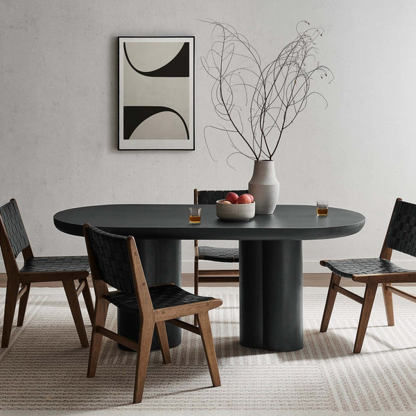 Modway Furniture Caspian 72" Oval Concrete Dining Table - Modern Sculptural Centerpiece for Stylish Entertaining Black EEI-6764-BLK