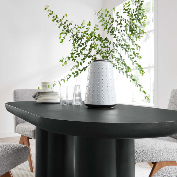 Modway Furniture Caspian 72" Oval Concrete Dining Table - Modern Sculptural Centerpiece for Stylish Entertaining Black EEI-6764-BLK
