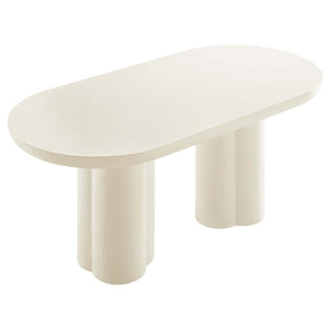 Modway Furniture Caspian 72" Oval Concrete Dining Table - Modern Sculptural Centerpiece for Stylish Entertaining White EEI-6764-WHI