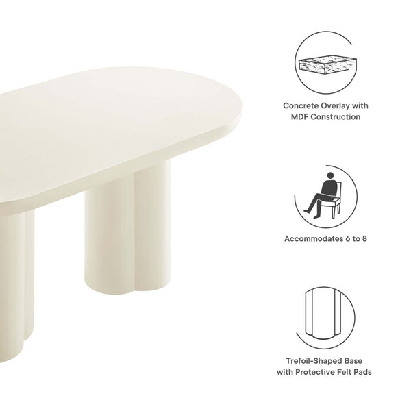 Modway Furniture Caspian 72" Oval Concrete Dining Table - Modern Sculptural Centerpiece for Stylish Entertaining White EEI-6764-WHI