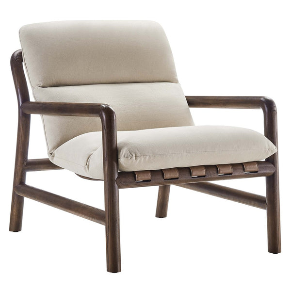 Modway Furniture Paxton Wood Sling Chair - Mid-Century Modern Design with Vegan Leather Straps & Plush Comfort EEI-6766-DUN-WAL