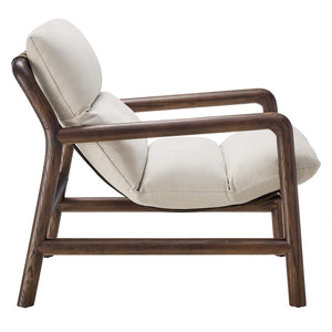 Modway Furniture Paxton Wood Sling Chair - Mid-Century Modern Design with Vegan Leather Straps & Plush Comfort EEI-6766-DUN-WAL