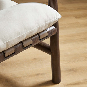 Modway Furniture Paxton Wood Sling Chair - Mid-Century Modern Design with Vegan Leather Straps & Plush Comfort EEI-6766-DUN-WAL