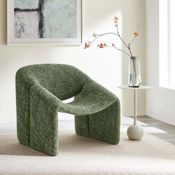 Modway Furniture Vivi Chenille Upholstered Accent Chair - Stylish Barrel Design with Comfort for Modern Interiors Basil EEI-6767-BAS