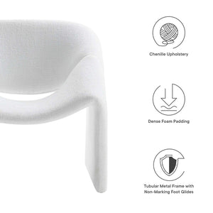 Modway Furniture Vivi Chenille Upholstered Accent Chair - Stylish Barrel Design with Comfort for Modern Interiors Frost EEI-6767-FRO