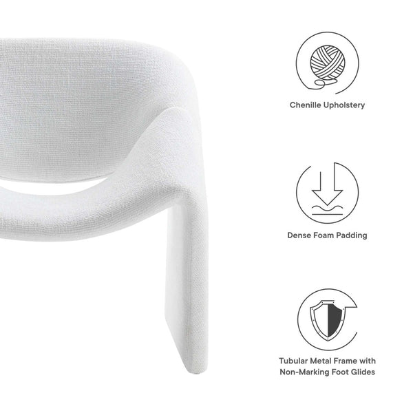 Modway Furniture Vivi Chenille Upholstered Accent Chair - Stylish Barrel Design with Comfort for Modern Interiors Frost EEI-6767-FRO