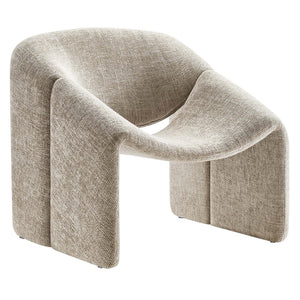 Modway Furniture Vivi Chenille Upholstered Accent Chair - Stylish Barrel Design with Comfort for Modern Interiors Khaki EEI-6767-KHA