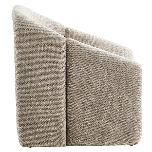 Modway Furniture Vivi Chenille Upholstered Accent Chair - Stylish Barrel Design with Comfort for Modern Interiors Khaki EEI-6767-KHA
